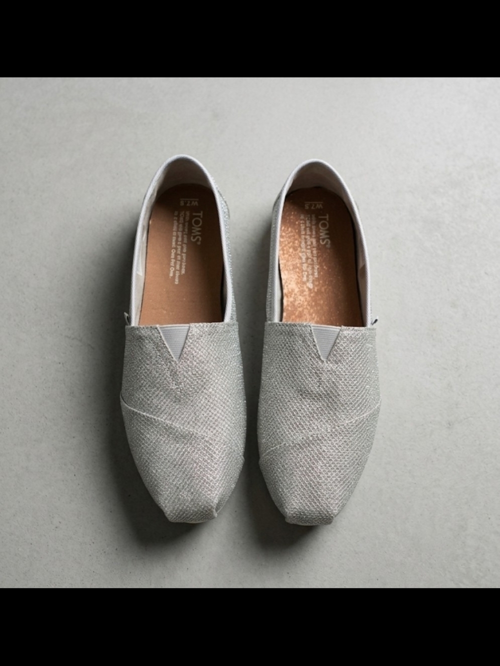 NIB TOMS Silver Glitter Mesh Classic Slip Ons ✨ Size 7.5